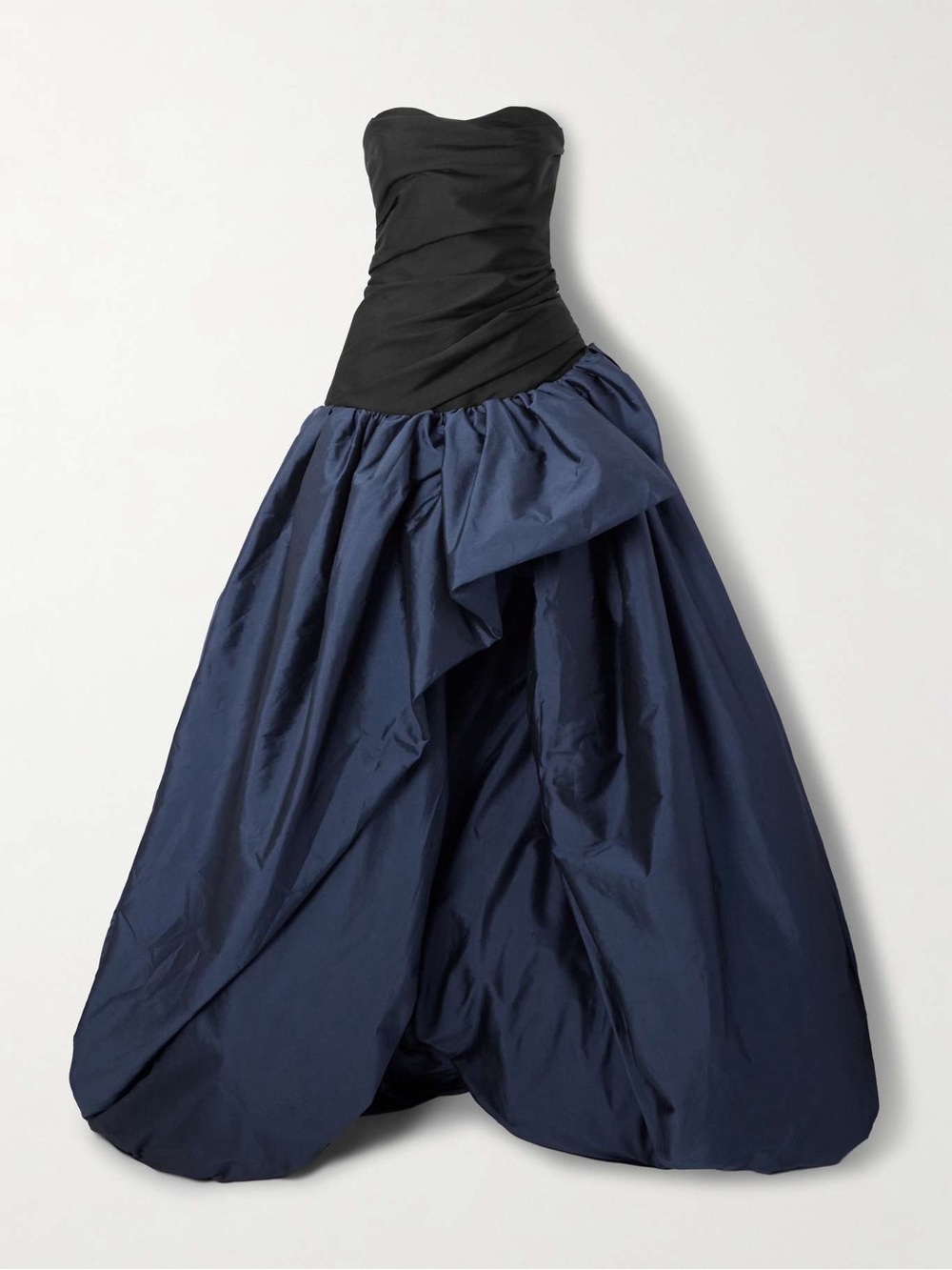 Strapless Two-Tone A-Line Evening Gown in Black and Navy